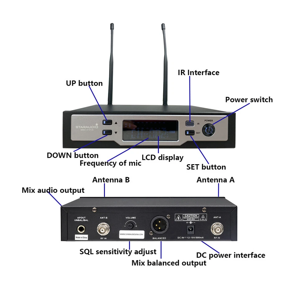 Wireless Music Microphone System 1 Channel UHF Handheld High Quality Guitar Mic - Image 3 of 4