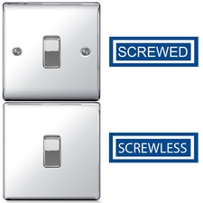 BG Polished Chrome Switches & Sockets Full Range Screwed Or Screwless Flatplate