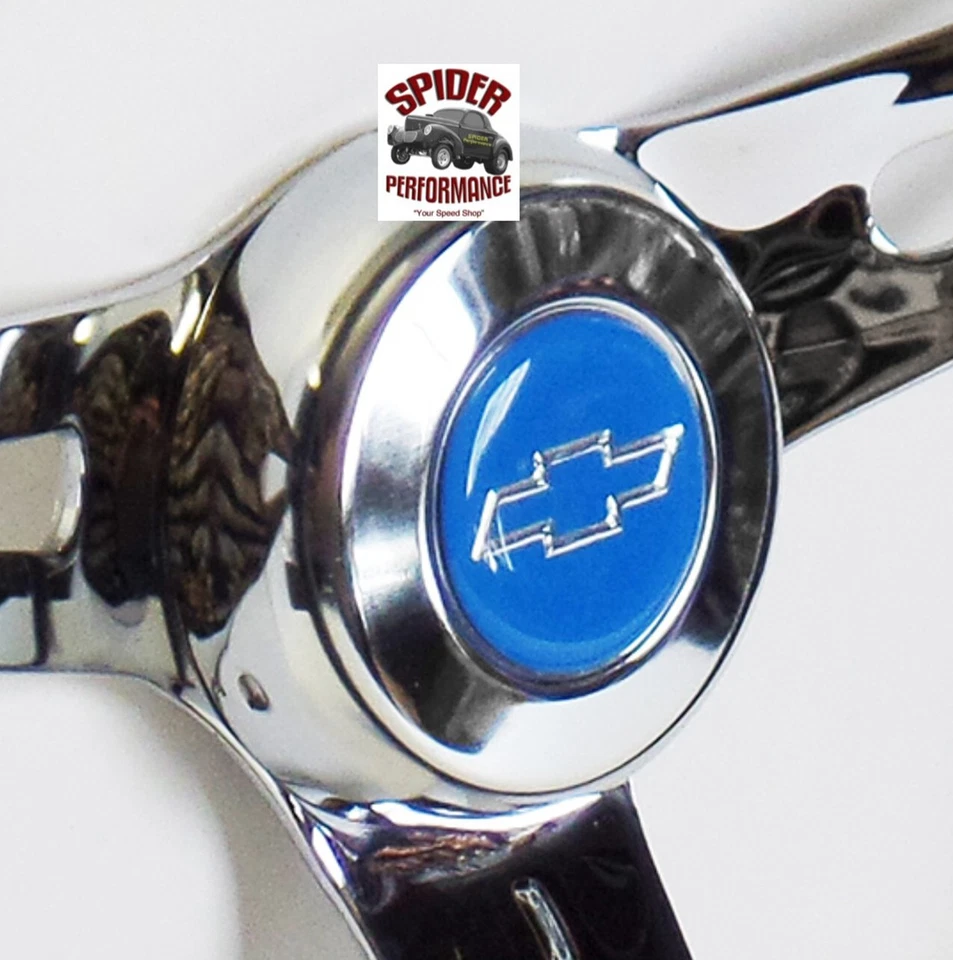 Volante Chevrolet 1957-1963 pajarita azul 13 1/2" muscle car cromado Foto 3 de 4
