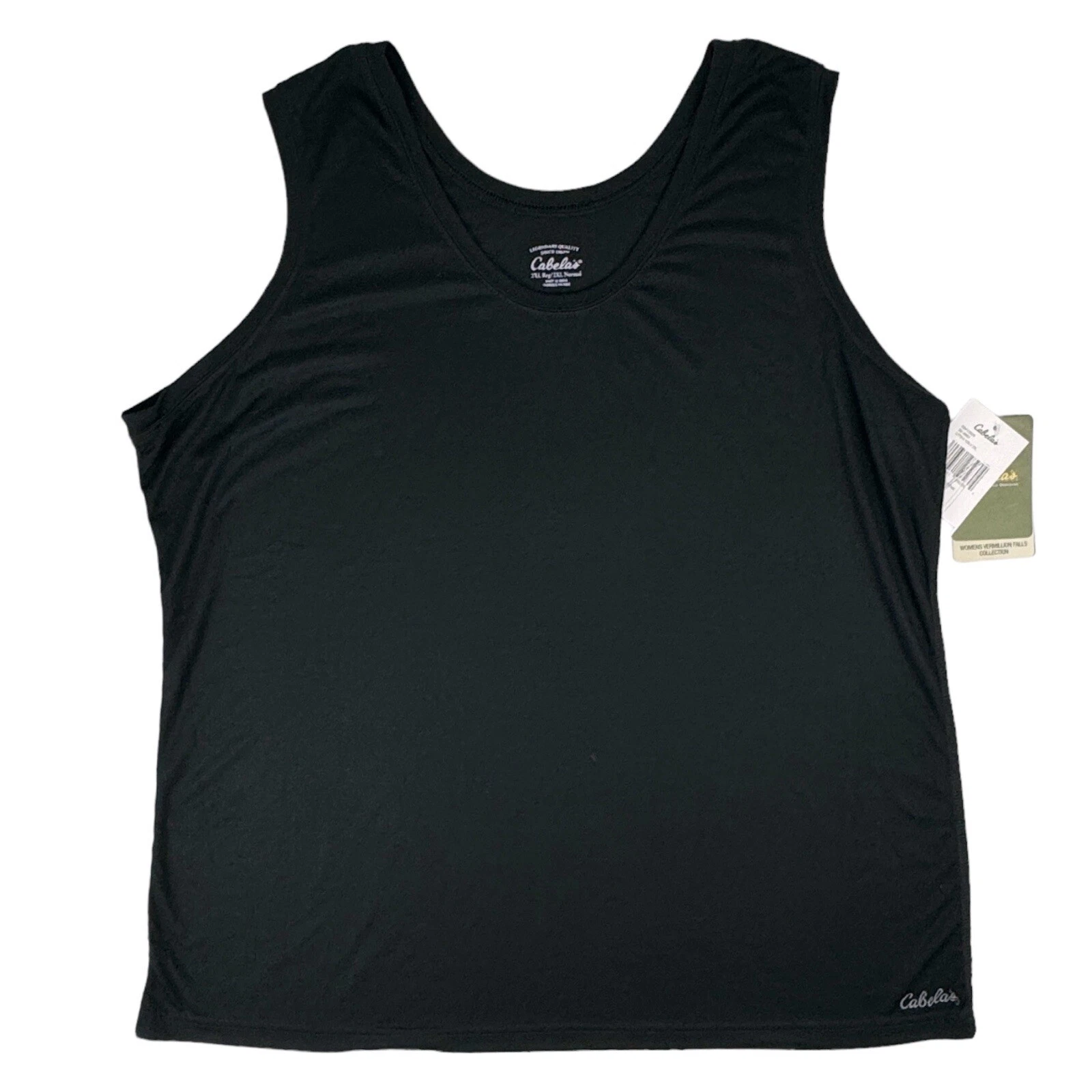 Cabela's Women's 2X Vermillion Falls Tank Top Black Wicking UPF Anti-bacterial