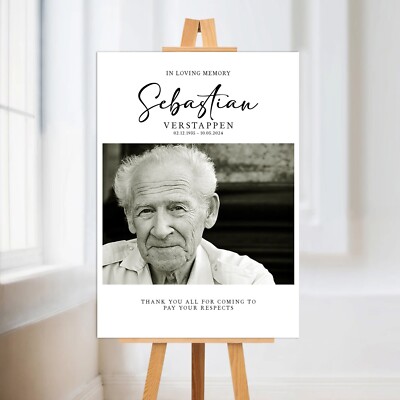 PERSONALISED MEMORIAL IN LOVING MEMORY WELCOME PHOTO FUNERAL  SIGN POSTER PRINT