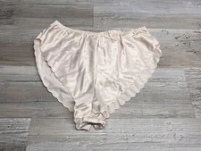 Vintage Satin Panties Baby Pink High Waist Bikini Cut Scallop Edge Pembrooke L