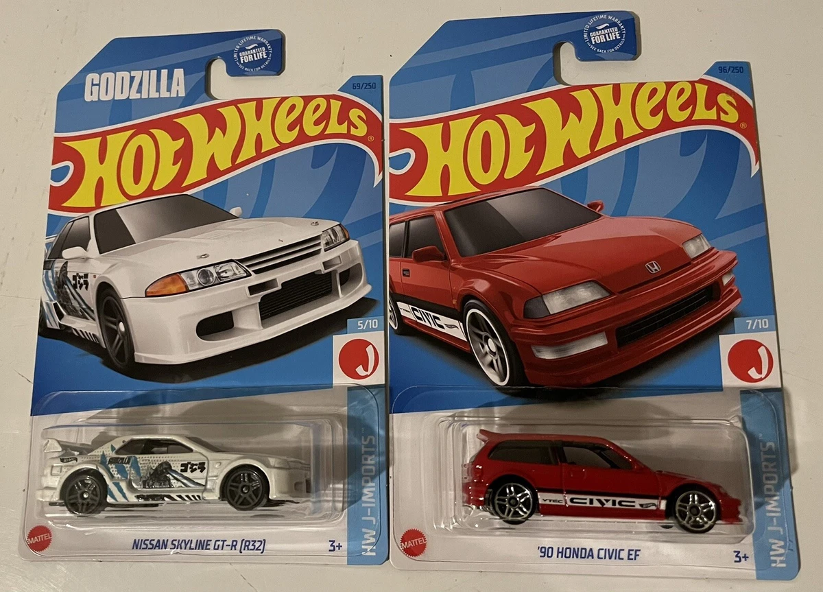 2023 Hot Wheels JDM Imports 90 Honda Civic EF Nissan Skyline Godzilla D Case