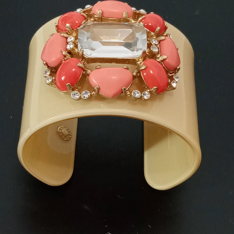 Brazalete ancho J.Crew rosa cabujón cristal estrás brazalete grueso de verano Foto 4 de 4