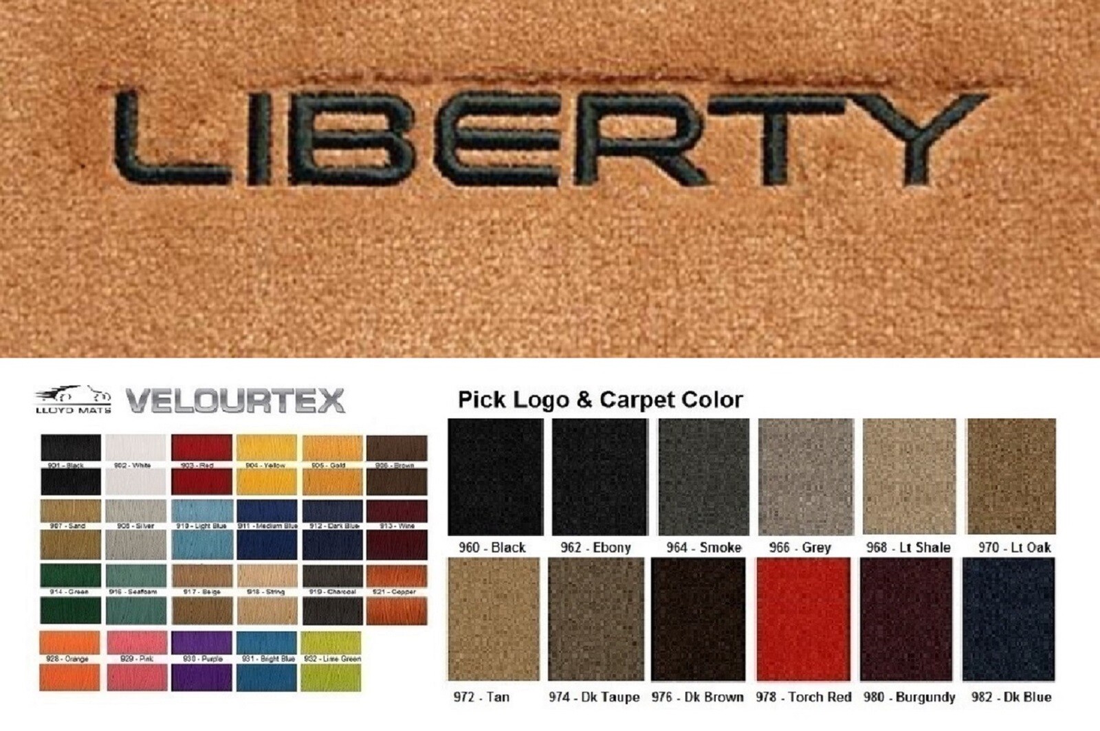 Lloyd Mats Velourtex Jeep Liberty Custom Embroidered Floor Mats (2002