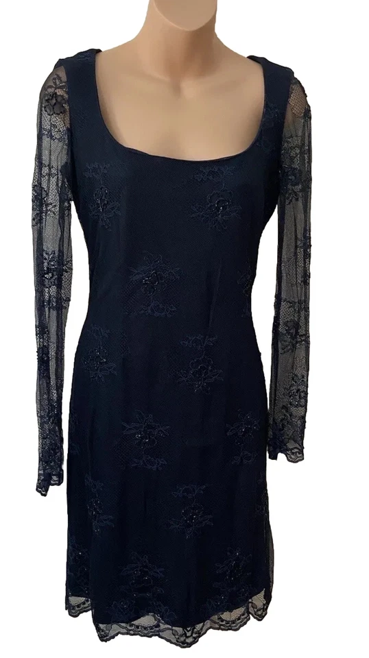 Vestido Saks Fifth Ave Chetta B Vintage Negro Encaje Noche Años 80/90 Talla 4 Foto 3 de 4