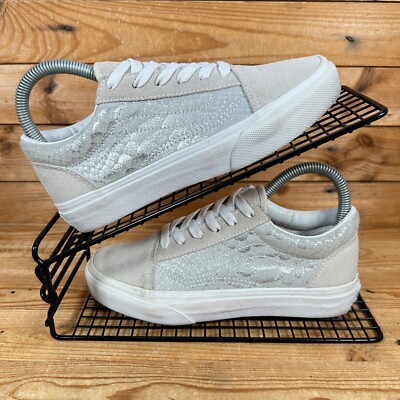 Vans Sneaker Kinder Gr. UK 2,5 Old Skool Grau Wildleder Schlangenmuster Halbschuhe GS