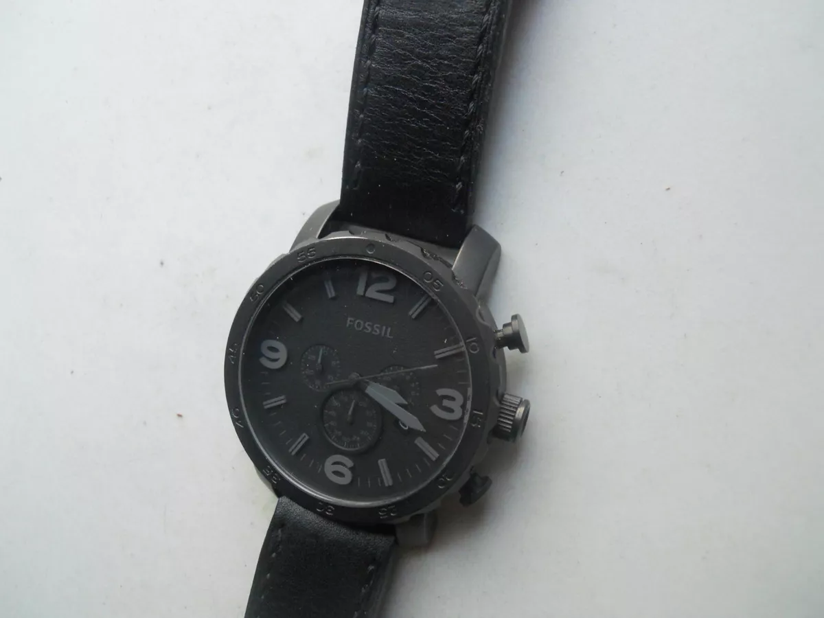 Fossil chronograph black leather top