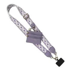 SAVE THE GIRLS LAVENDER TAN WHITE XOXO W/POUCH CLIP & GO CELL PHONE STRAP