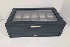 HOUNDSBAY Mariner Mens Watch Box Storage Case for Large Watches, W/Drawer