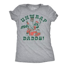 Womens Funny T Shirts Unwrap Me Daddy Sarcastic Christmas Graphic Novelty Tee
