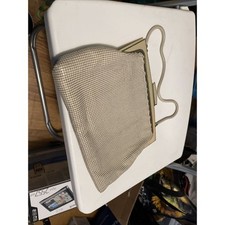 Vtg GLOMESH Made In AUSTRALIA Light Beige Metal Mesh Gold Satin Lined Handbag 6