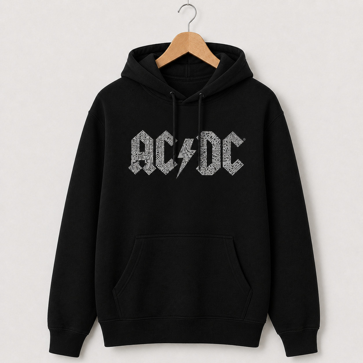 ACDC Black Hoodie Rock Band Graphic Pullover Sweatshirt Unisex Streetwear