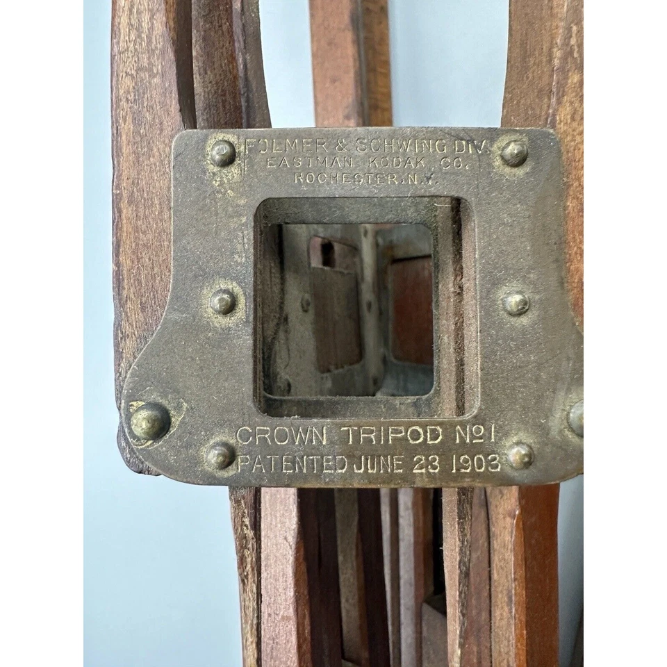 Антикварный деревянный штатив 1903 Folmer & Schwing Eastman Kodak No 1 сломанная нога - Изображение 3 из 4
