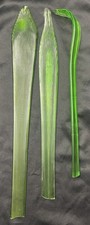 3 Vintage Art Glass Green Leaf Leaves Blade Long Stem Glass Flower Set Lot