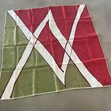 Vera Neumann Vintage Silk Scarf V Design In Red/Olive Color Excellent Condition