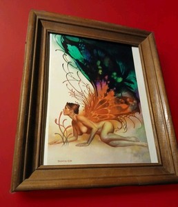 BORIS VALLEJO SPRING GARDEN Fairy Art In 8x10" Vintage Frame. Vibrant Fantasy   