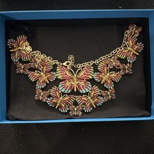 Gold Tone Multicolor Crystal Rhinestone Butte...
