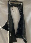 Mens Black Genuine Leather Adjustable Waist Motorcycle Chaps Pants Size Medium