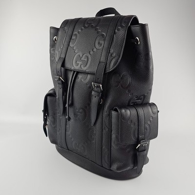GUCCI $3980 Black Jumbo GG Leather Large Backpack New & Authentic