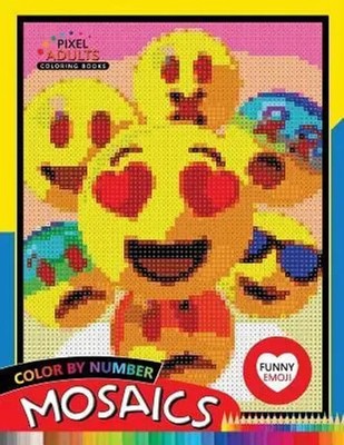 Funny Emoji Mosaic Pixel Adults Coloring Books Color by Number Rocket Publishing
