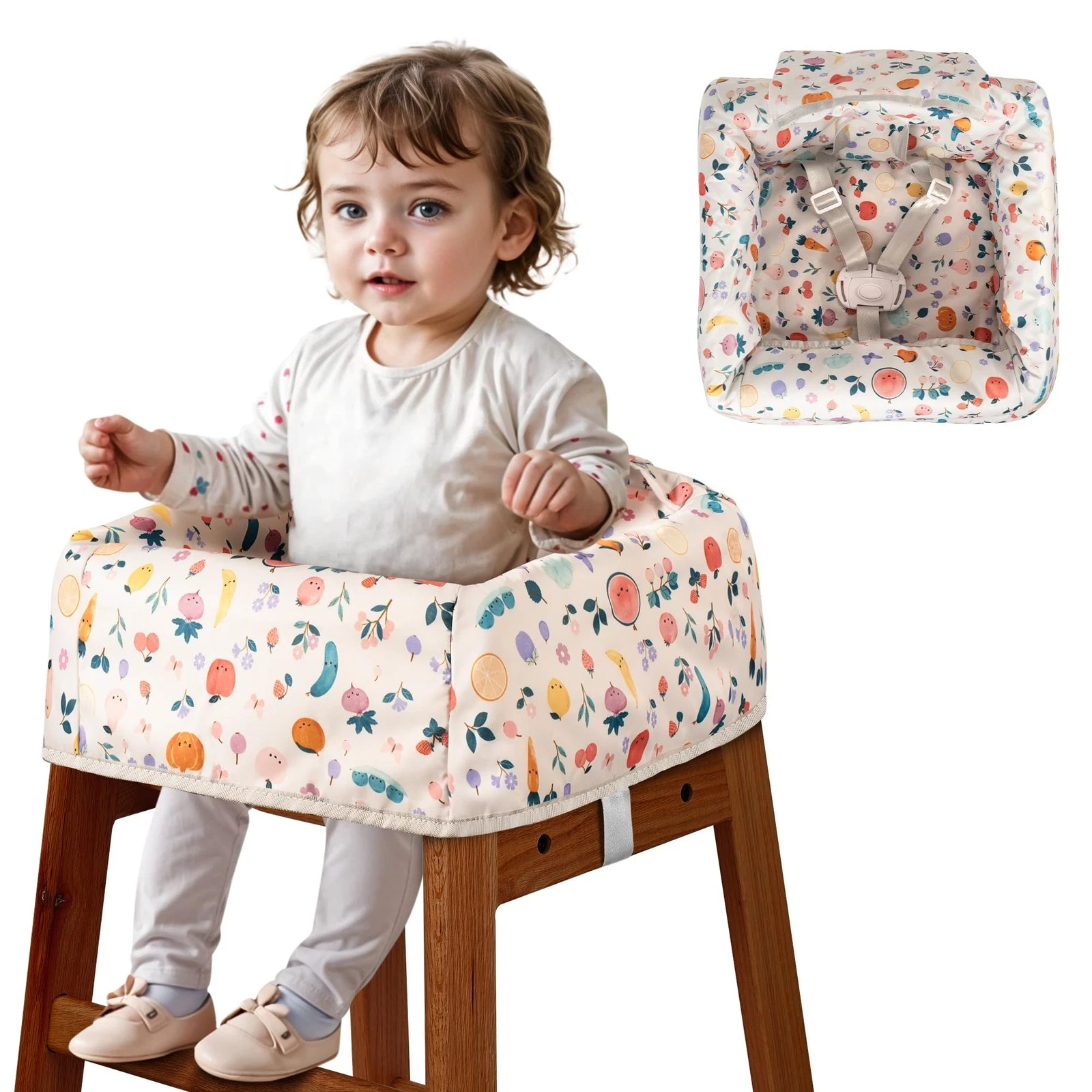 High Chair Cover for Baby Restaurant with Safety Harness Stain and Slip Resis...