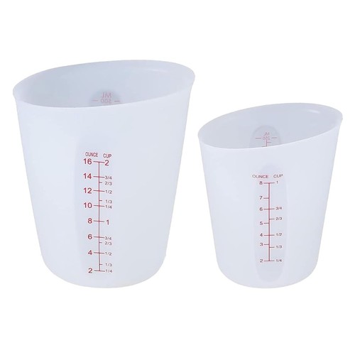 2 Pcs 250 ml/500 ml Silicone Measuring Cups, Silicone Reusable Mixing Pouring...