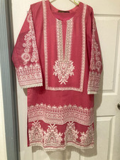 Haram Women  s Pink Embroidered Cotton Salwar Kameez Suit Set