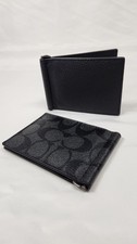COACH Slim Money Clip Billfold Wallet In Signature Canvas Leather Set of 2