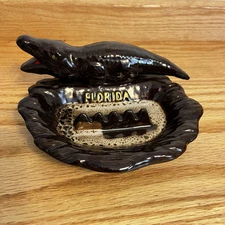 Vintage Alligator Ceramic Ashtray Flordia Gator Made In Japan