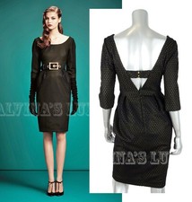 GUCCI DRESS CUT OUT POLKA DOT BLACK EYELET WOOL & SILK $2,300 sz IT 38 US 2