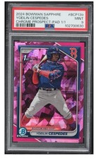 Marketplace image: 2024 Bowman Sapphire Yoeilin Cespedes 1st Chrome Padparadscha 1/1 PSA 9 Red Sox