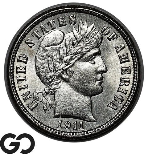 1911 Barber Dime, Premium Quality Solid Gem BU++