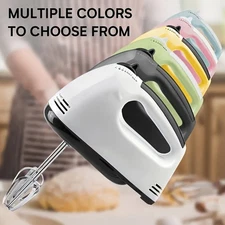 Multi-Speed Electric Hand Mixer - 7 Speeds with Beaters & Dough Hooks for Baking