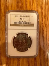 1989 D Congress Commemorative 50C Coin NGC MS 69