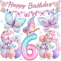 Schmetterling Deko Geburtstag 6 Jahre MäDchen - 46 StüCk Geburtstagsdeko Luftbal