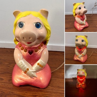 Miss Piggy Muppets Table Lamp Vintage Character Light Figurine Collectible