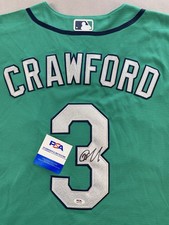 SEATTLE MARINERS- JP CRAWFORD AUTOGRAPH #3 AQUA NIKE JERSEY PSA AQ14188