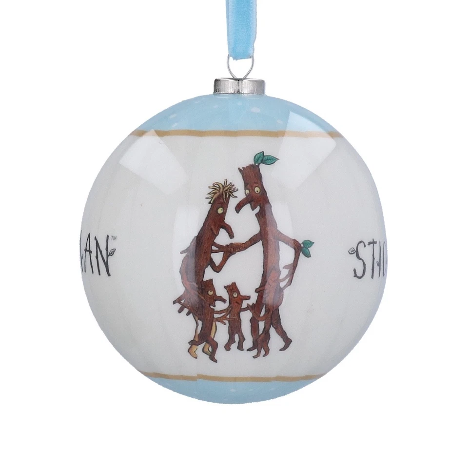 Gisela Graham Stick Man Christmas Tree Bauble with Blue Velvet Hanging Twine