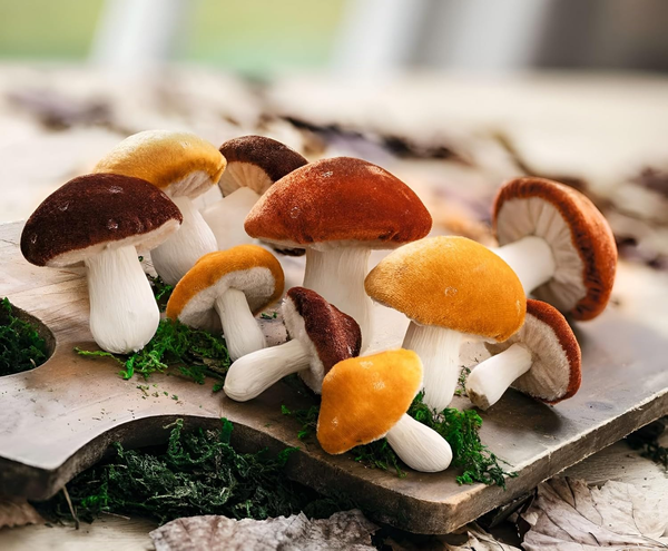10X Dekopilz Samt Dekofigur Pilz Ø 5-8 Cm Herbstdeko Pilzdeko-image