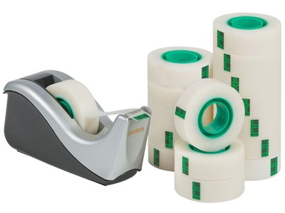 Scotch Magic unsichtbares Klebeband 19 mm x 33 m Packung 16 plus gewichteter Silberspender C6