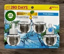 Air Wick Plug-In Scented Oil Air Freshener Warmer Refills, Fresh Waters, 4 Count