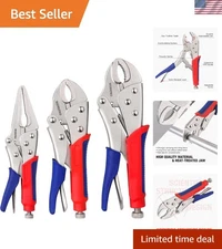 Heavy-Duty 3-Piece Locking Pliers Set with Ergonomic Handles and Enhanced Grip