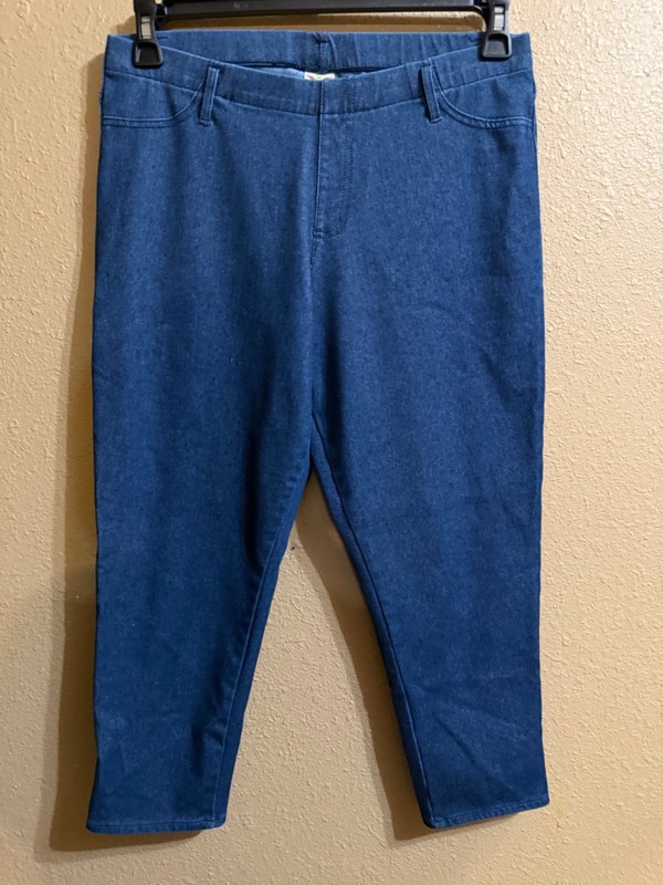 FADED GLORY CROP LEGGINGS JEGGINGS SZ LARGE (12-14) DARK WASH STRETCH PULL ON