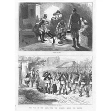 RUSSO-TURKISH WAR With the Russians Crossing the Danube - Antique Print 1877