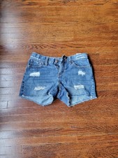 Old Navy Girls Denim Cut-Off Shorts Size 12 Cotton Adjustable Waist Distressed