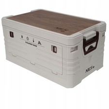 Scatola Portaoggetti 50L Pieghevole con Pannello in Legno - Campeggio, Auto, Garage