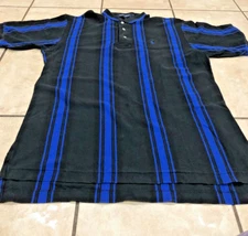 Polo Golf Ralph Lauren Men's Polo L Blue/Black Stripe Shirt 100% Cotton