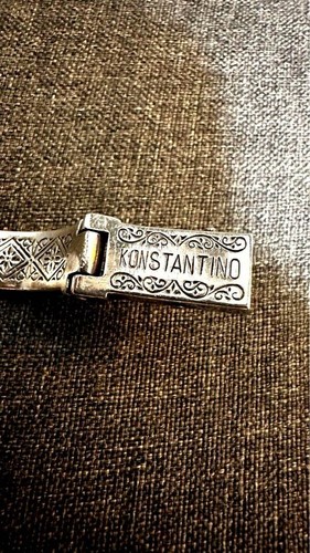 Konstantino Mens Hinged Cuff Wide Bracelet Sterling Silver 18K Gold Handmade - 第 6/11 張圖片