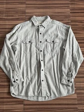 RedHead Men Button Up Shirt Large Beige Long Sleeve Pockets sz Large